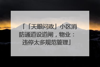 「天眼问政」小区消防通道设道闸，物业：违停太多规范管理