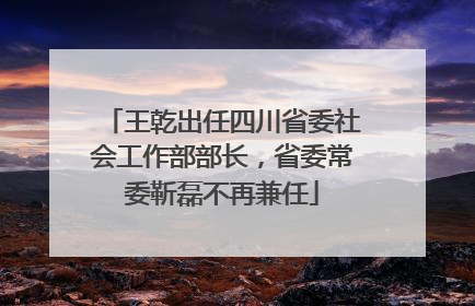王乾出任四川省委社会工作部部长，省委常委靳磊不再兼任