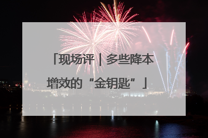 现场评｜多些降本增效的“金钥匙”