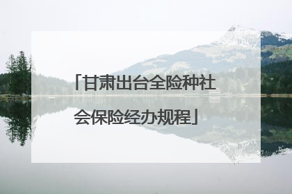 甘肃出台全险种社会保险经办规程
