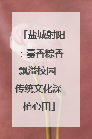 盐城射阳：囊香粽香飘溢校园 传统文化深植心田
