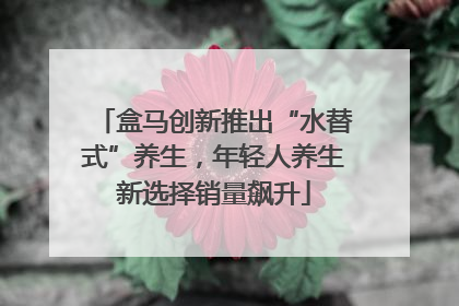 盒马创新推出“水替式”养生，年轻人养生新选择销量飙升