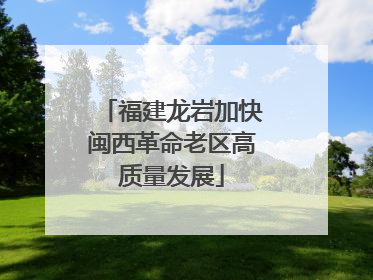 福建龙岩加快闽西革命老区高质量发展