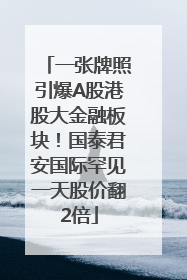 一张牌照引爆A股港股大金融板块！国泰君安国际罕见一天股价翻2倍