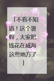 不看不知道！这个暑假，大家把钱花在威海这些地方了