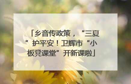 乡音传政策，“三夏”护平安！卫辉市“小板凳课堂”开新课啦