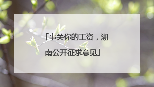 事关你的工资，湖南公开征求意见