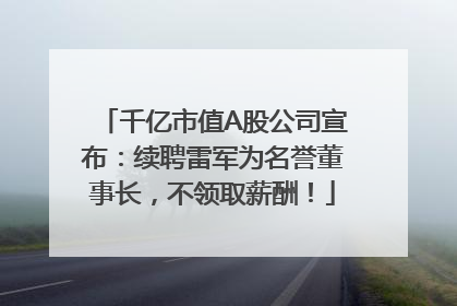 千亿市值A股公司宣布：续聘雷军为名誉董事长，不领取薪酬！