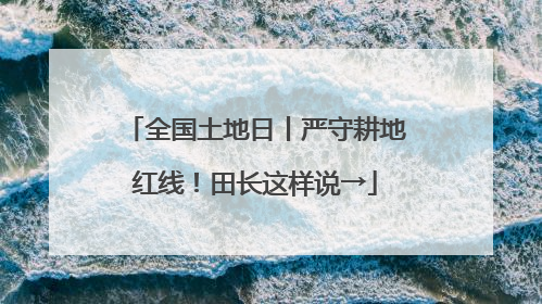 全国土地日丨严守耕地红线！田长这样说→