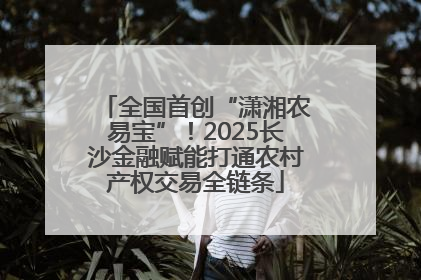 全国首创“潇湘农易宝”！2025长沙金融赋能打通农村产权交易全链条