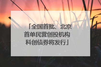 全国首批、北京首单民营创投机构科创债券将发行