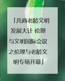 共商老龄文明发展大计 伦理与文明国际会议之伦理与老龄文明专场开幕