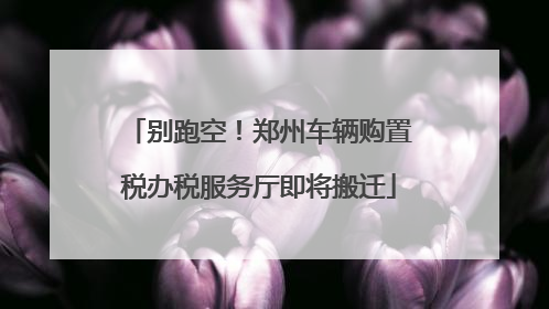 别跑空！郑州车辆购置税办税服务厅即将搬迁