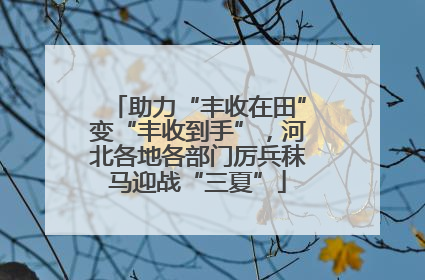 助力“丰收在田”变“丰收到手”，河北各地各部门厉兵秣马迎战“三夏”
