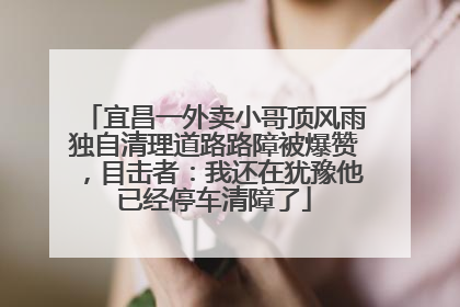 宜昌一外卖小哥顶风雨独自清理道路路障被爆赞，目击者：我还在犹豫他已经停车清障了