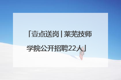 壹点送岗│莱芜技师学院公开招聘22人