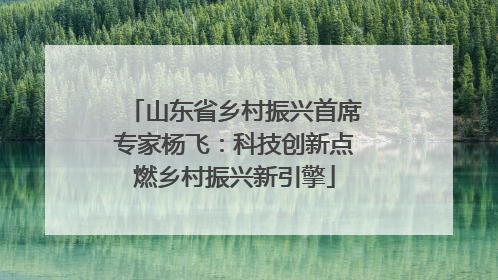 山东省乡村振兴首席专家杨飞：科技创新点燃乡村振兴新引擎
