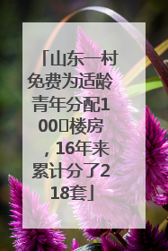山东一村免费为适龄青年分配100㎡楼房，16年来累计分了218套