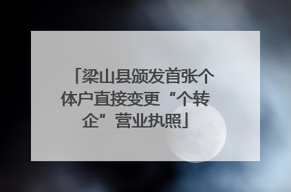 梁山县颁发首张个体户直接变更“个转企”营业执照