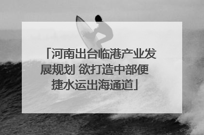 河南出台临港产业发展规划 欲打造中部便捷水运出海通道