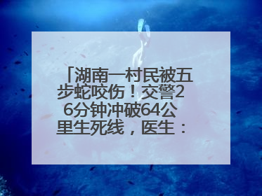 湖南一村民被五步蛇咬伤！交警26分钟冲破64公里生死线，医生：再晚20分钟或将呼吸肌麻痹