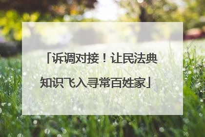 诉调对接！让民法典知识飞入寻常百姓家