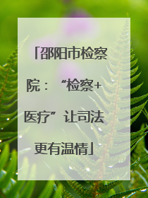 邵阳市检察院：“检察+医疗”让司法更有温情