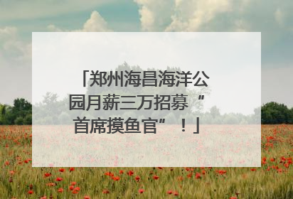 郑州海昌海洋公园月薪三万招募“首席摸鱼官”！