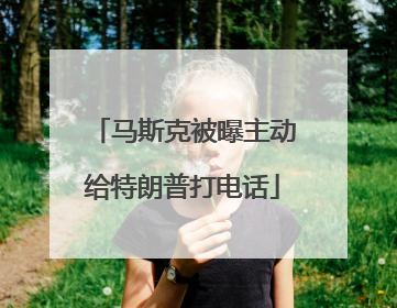 马斯克被曝主动给特朗普打电话