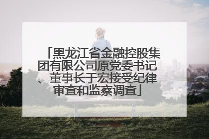 黑龙江省金融控股集团有限公司原党委书记、董事长于宏接受纪律审查和监察调查